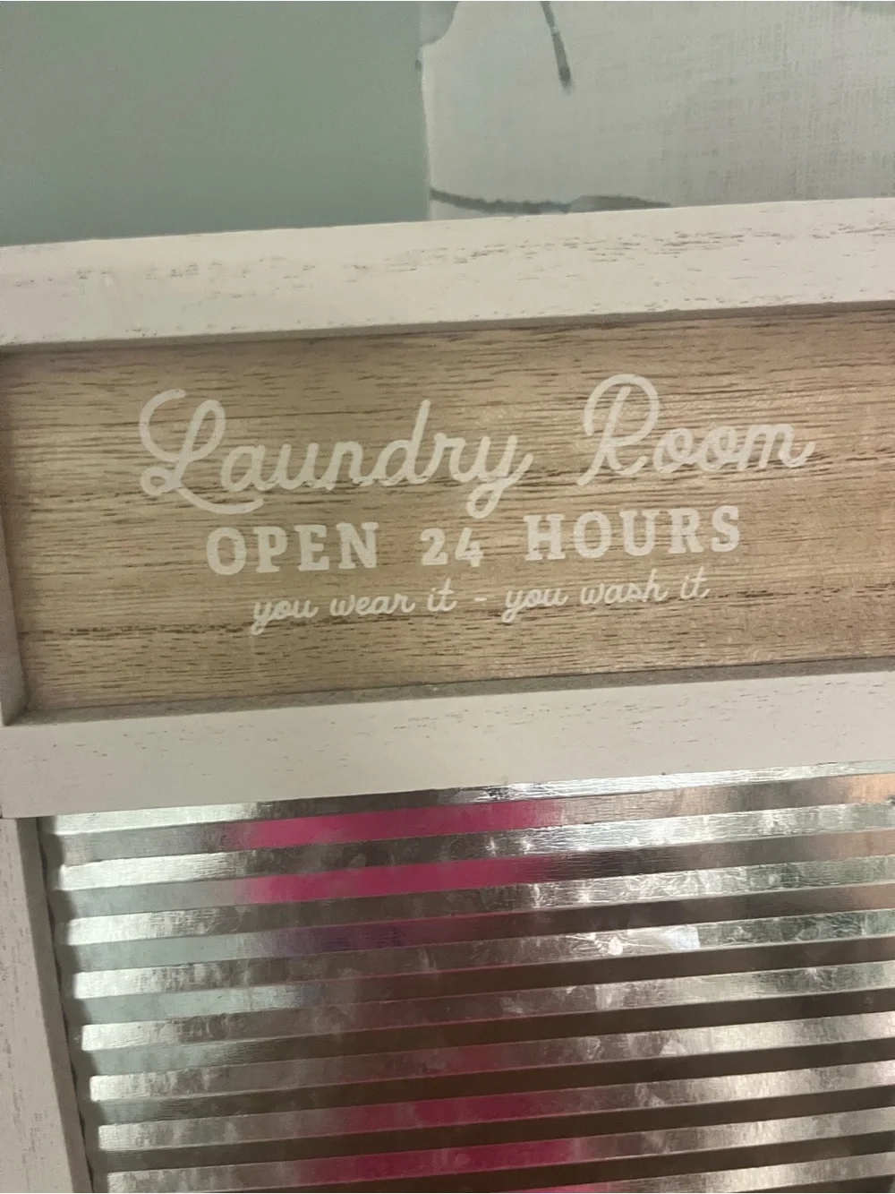 Target White and Silver 'Laundry Room Open 24 Hours' Decorative Washboard